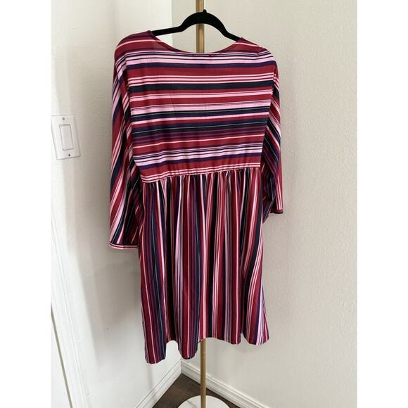Suzanne Betro Dress Womens Size Medium Pockets Multi Stripe Red Blue New - Picture 4 of 7
